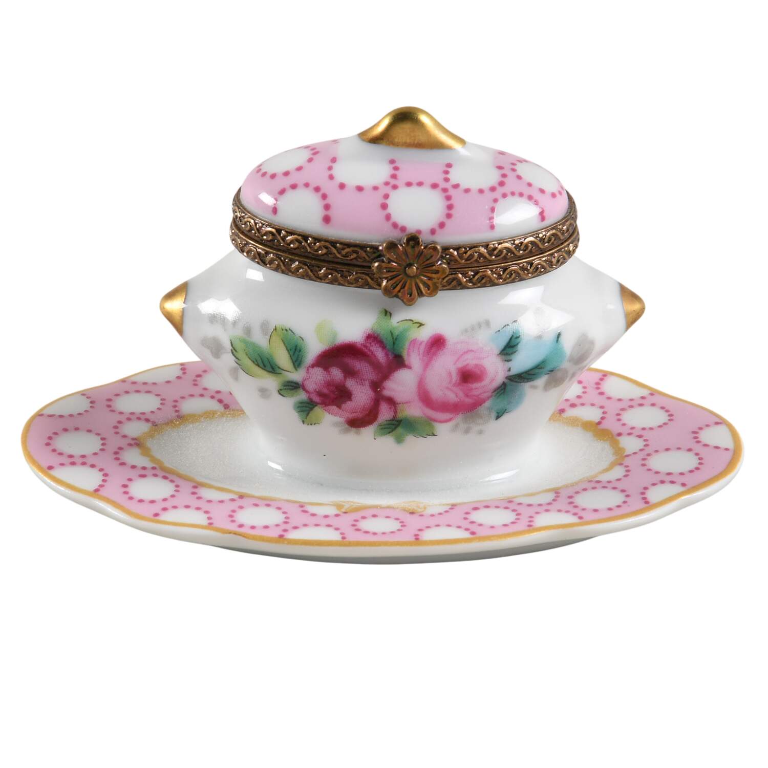 Limoges Miniature Figurines & Giftware Floral Tureen Hinged Box - No Box by Limoges-French-1