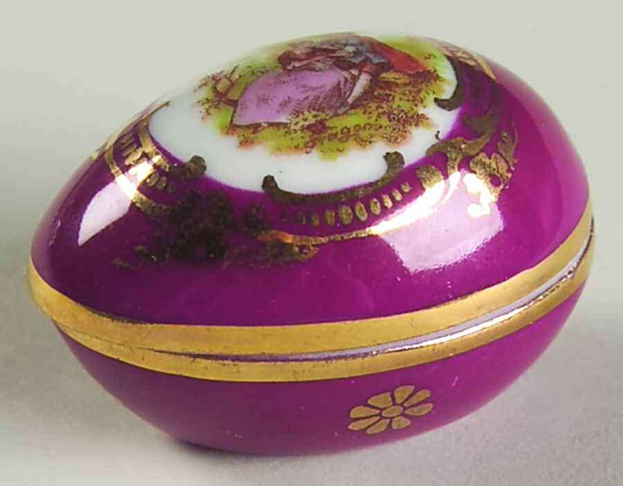 Limoges Miniature Figurines & Giftware Burgandy Egg Box-Mini - No Box by Limoges-French-1