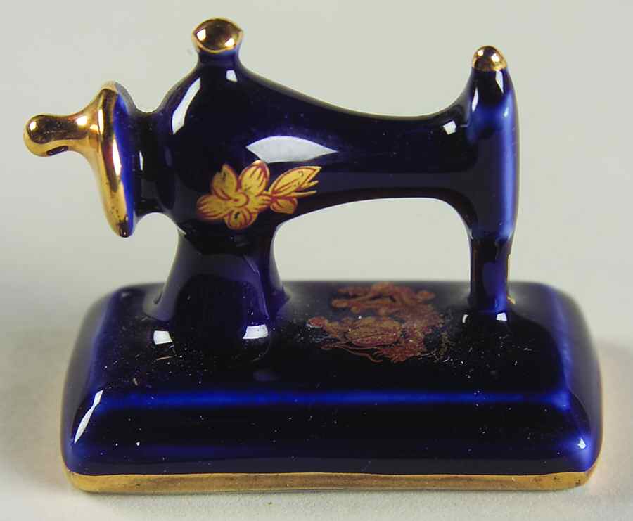 Limoges Miniature Figurines & Giftware Mini Sewing Machine-Cobalt - No Box by Limoges-French-1