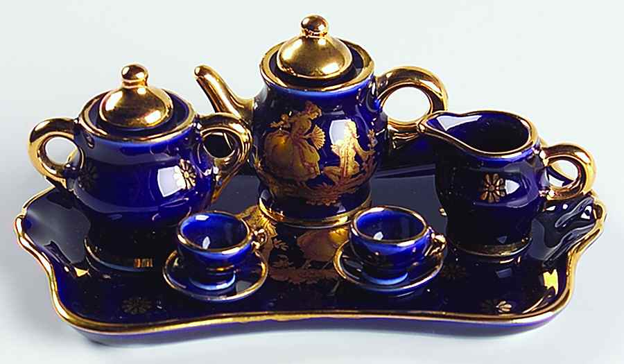 Limoges Miniature Figurines & Giftware Cobalt Tea Set-Proposal - No Box by Limoges-French-1