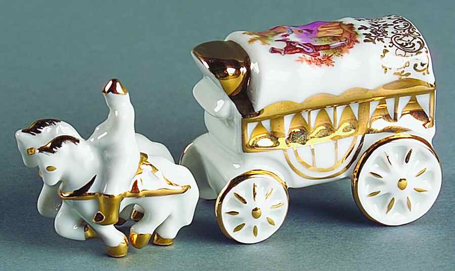 Limoges Miniature Figurines & Giftware Wagon With Horse Team - No Box by Limoges-French-1