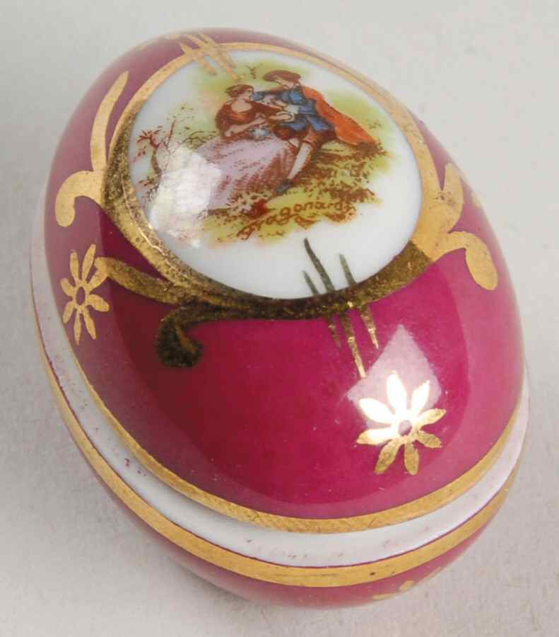 Limoges Miniature Figurines & Giftware Egg Box--Red - No Box by Limoges-French-1