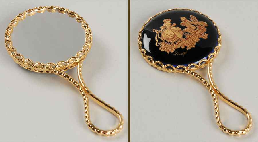 Limoges Miniature Figurines & Giftware Hand Mirror-The Proposal - No Box by Limoges-French-1