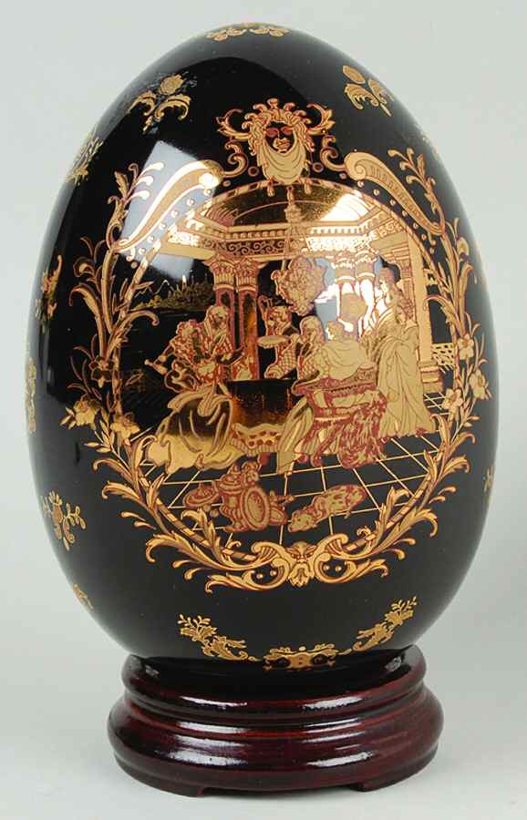Limoges Miniature Figurines & Giftware Limoges Egg W/Wooden Base - No Box by Limoges-French-1