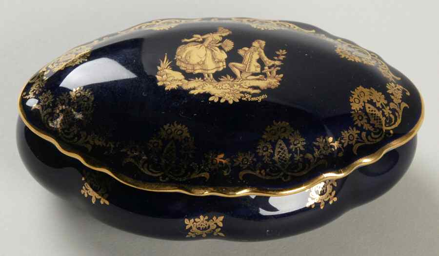 Limoges Miniature Figurines & Giftware Covered Box-Oval - No Box by Limoges-French-1