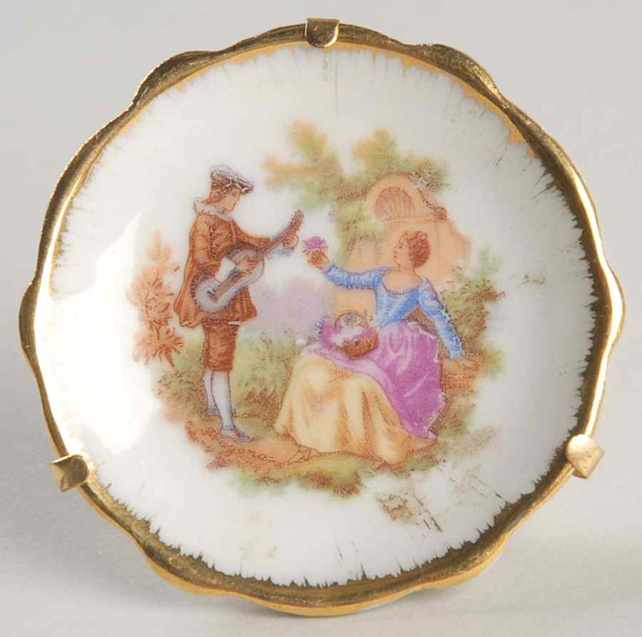 Limoges Miniature Figurines & Giftware Mini Plate-Gold Edge Serenade - No Box by Limoges-French-1