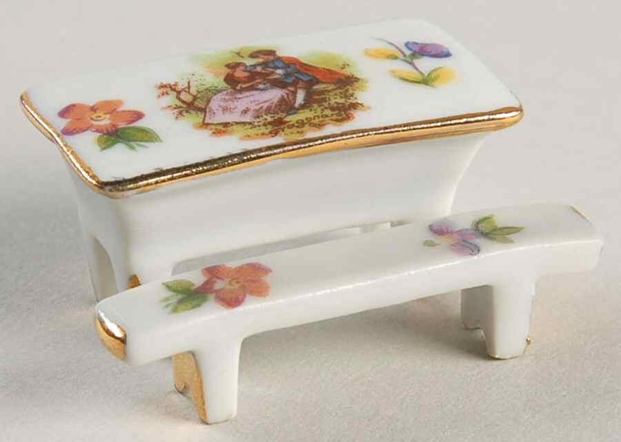 Limoges Miniature Figurines & Giftware Table With Bench - No Box by Limoges-French-1