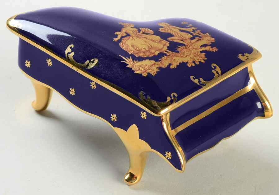 Limoges Miniature Figurines & Giftware Piano-Cobalt Blue - No Box by Limoges-French-1