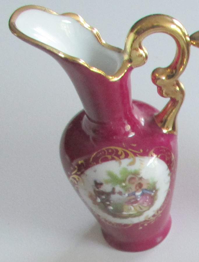 Limoges Miniature Figurines & Giftware Pitcher-Red/People - No Box by Limoges-French-1
