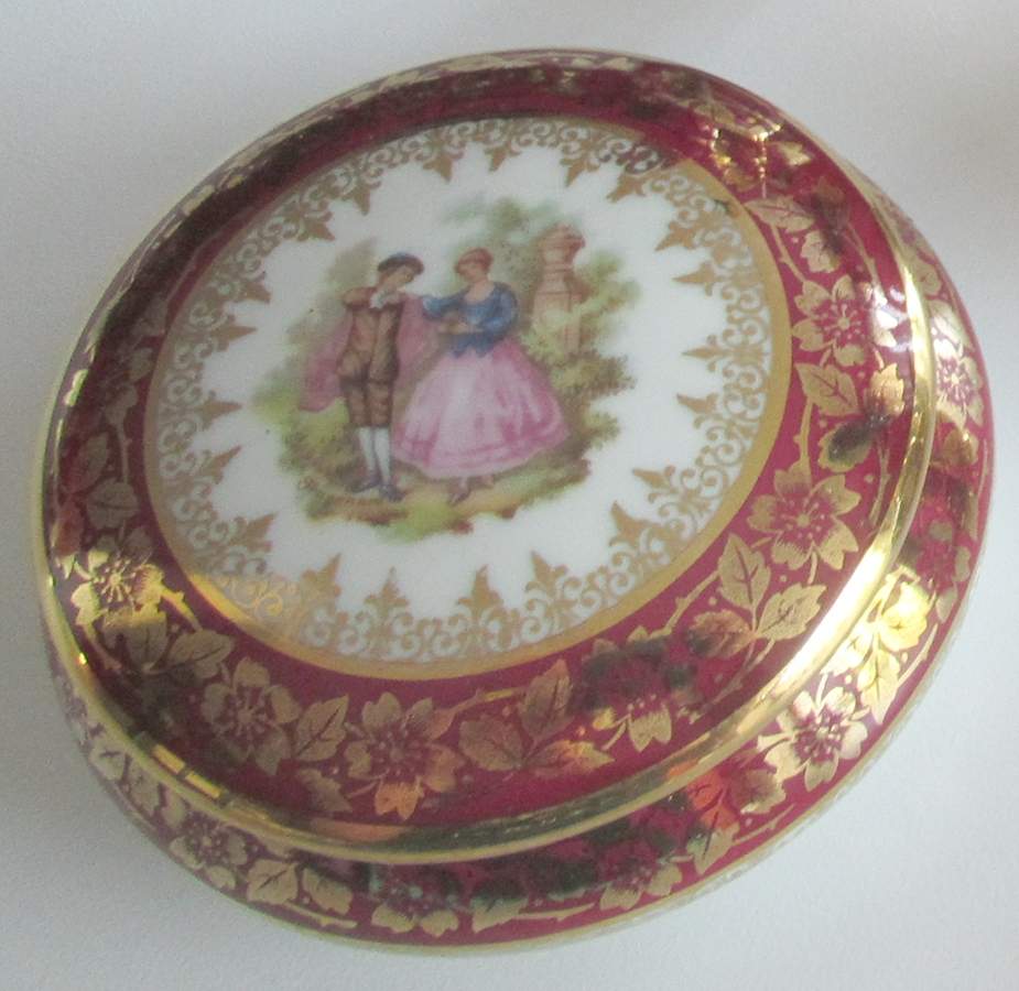 Limoges Miniature Figurines & Giftware Covered Box-Red/People - No Box by Limoges-French-1