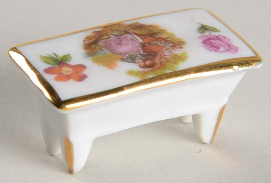 Limoges Miniature Figurines & Giftware Table-Rectangular Court/Floral - No Box by Limoges-French-1