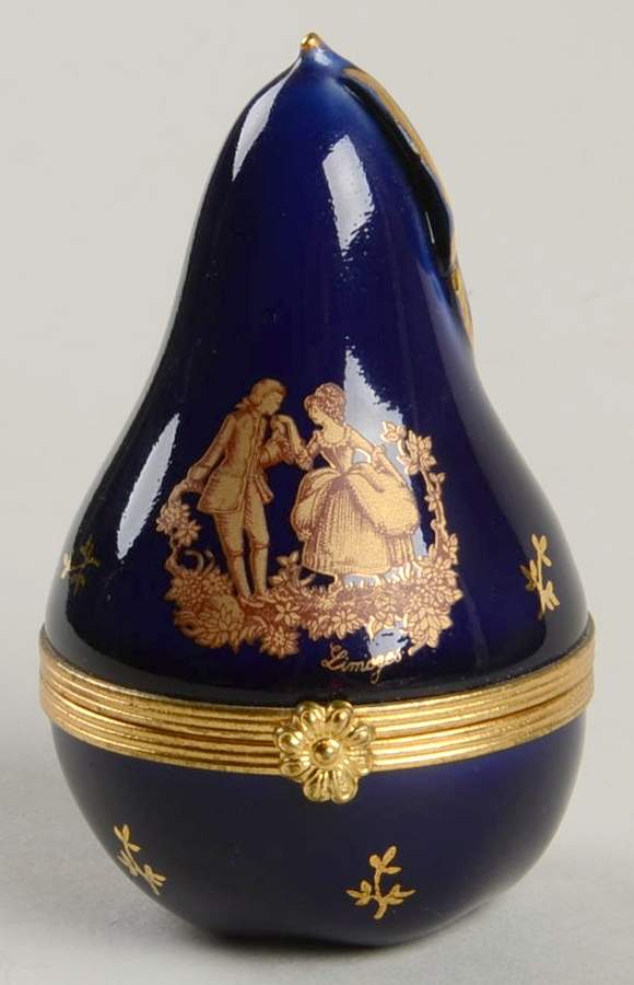 Limoges Miniature Figurines & Giftware Pear Box-Courtship - No Box by Limoges-French-1