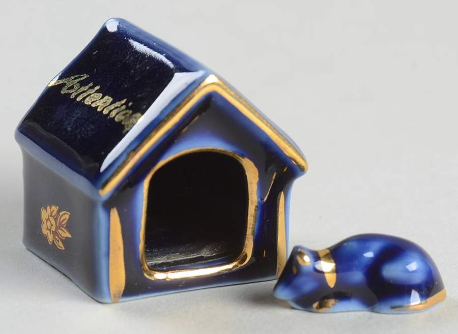 Limoges Miniature Figurines & Giftware Dog With Doghouse-Chien Mechant - No Box by Limoges-French-1