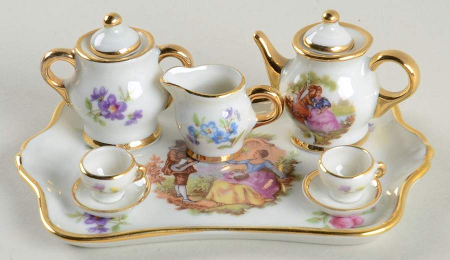 Limoges Miniature Figurines & Giftware Tea Set-White - 6-Pieces - No Box 159 by Limoges-French-1