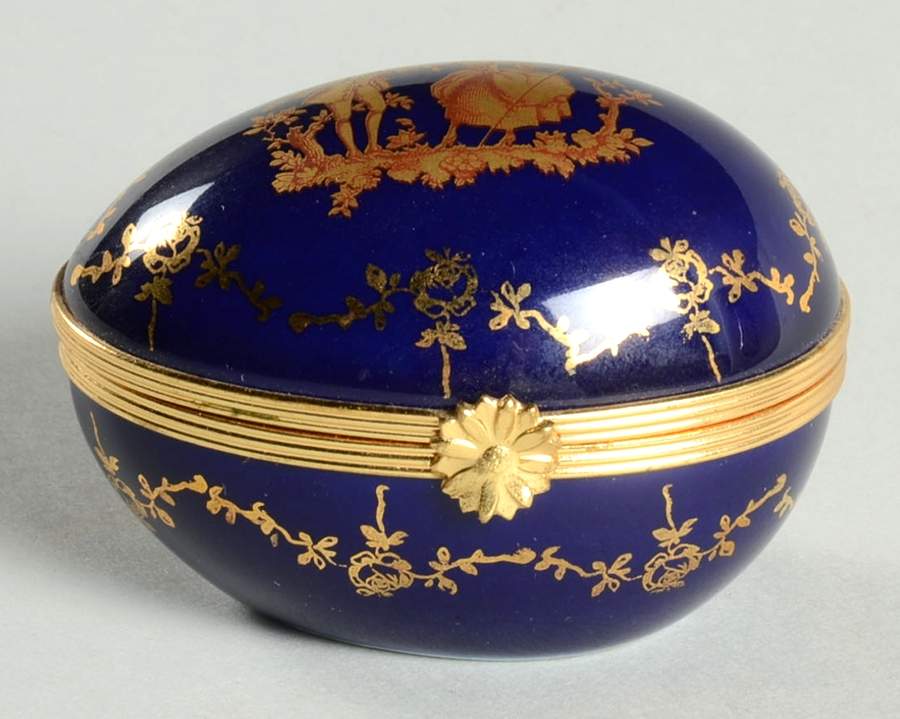 Limoges Miniature Figurines & Giftware Egg Box-Cobalt Blue - No Box by Limoges-French-1