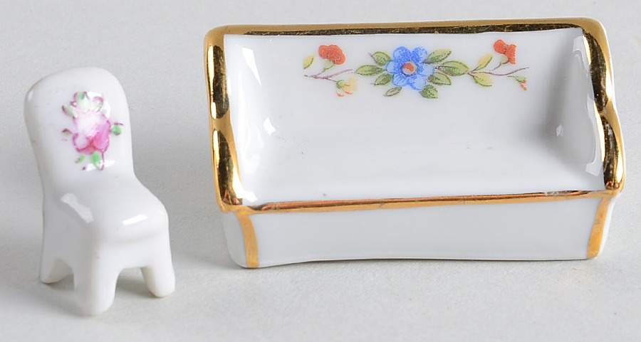 Limoges Miniature Figurines & Giftware Couch With Chair - No Box by Limoges-French-1