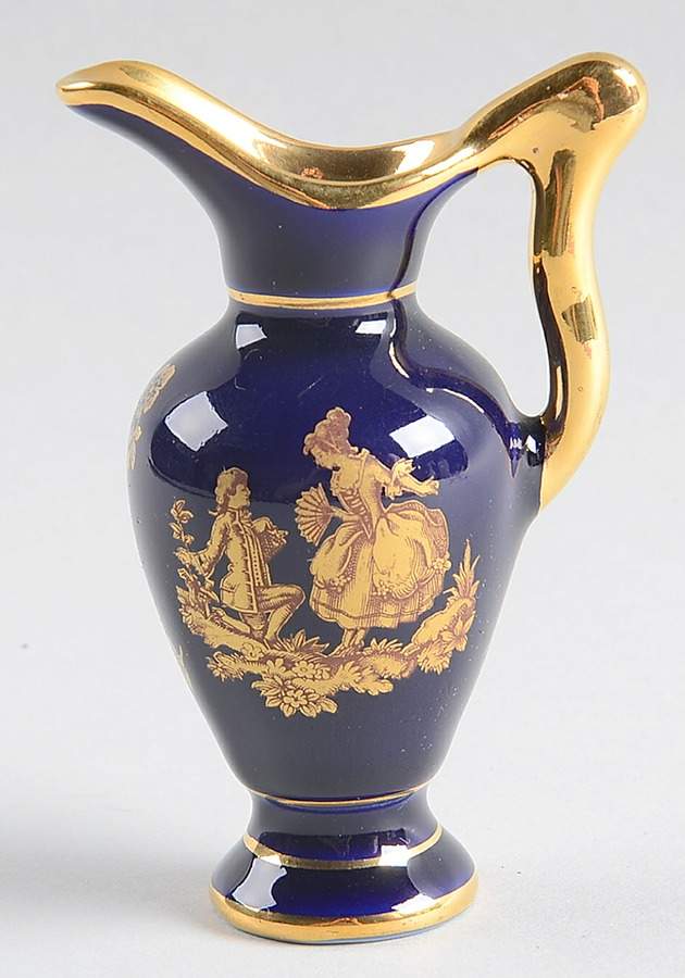 Limoges Miniature Figurines & Giftware Pitcher-Cobalt And Gold - No Box by Limoges-French-1