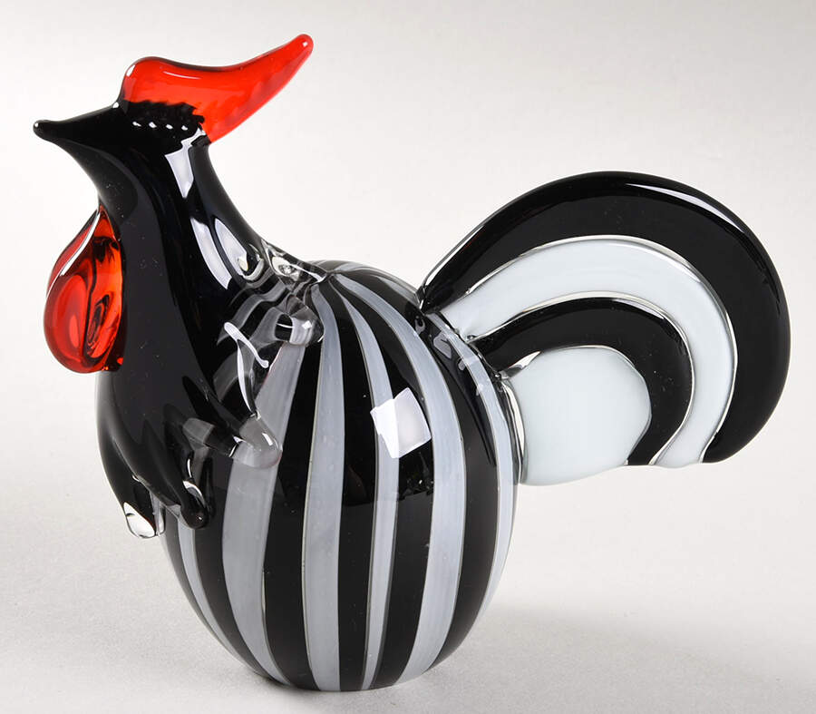 Lenox Art Glass Figurines Striking In Stripes-Rooster - Boxed by Lenox-1