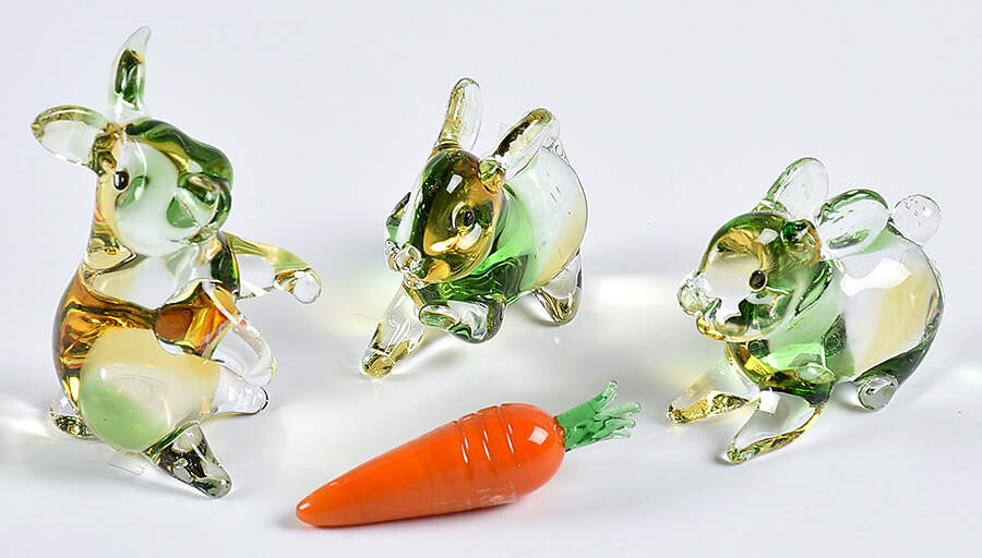 Lenox Art Glass Figurines Happy Hoppy Bunnies (S/4) - No Box by Lenox-1
