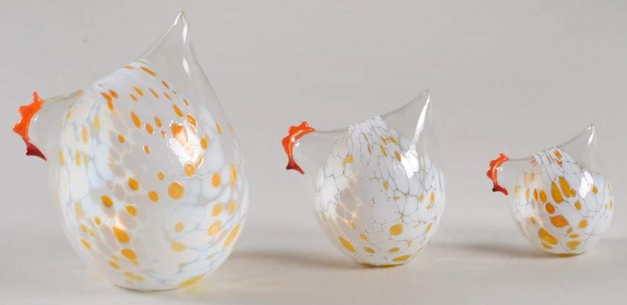 Lenox Art Glass Figurines Chick's On Parade Set Of 3 - Boxed by Lenox-1