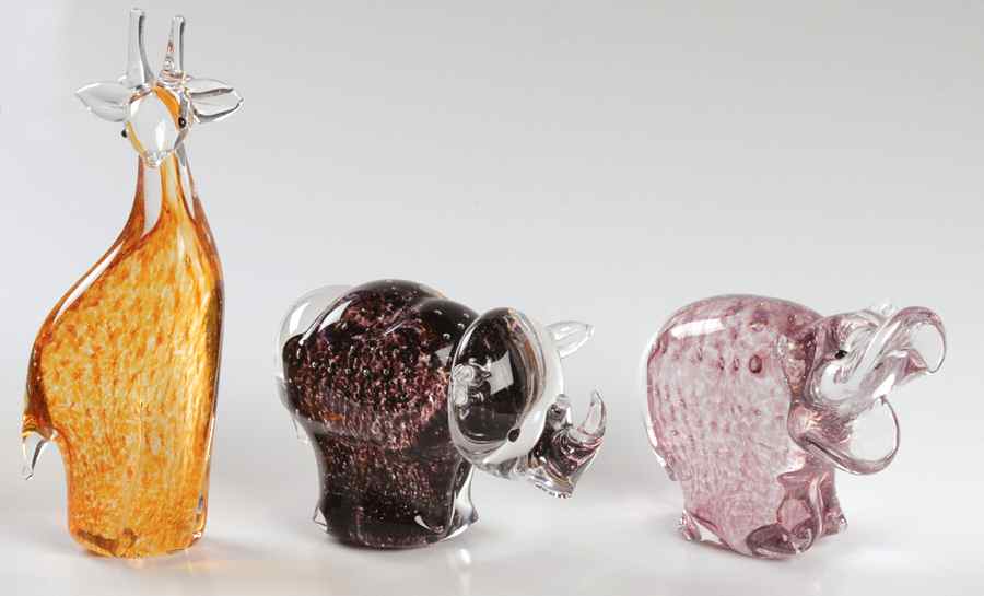 Lenox Art Glass Figurines Savanna Sunset-Set Of 3 - With Box by Lenox-1