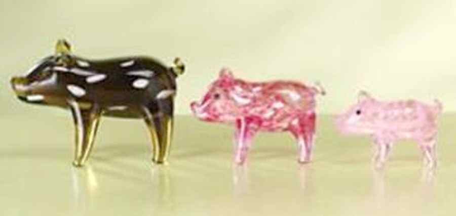 Lenox Art Glass Figurines Piggy Playtime Set Of 3 - No Box by Lenox-1