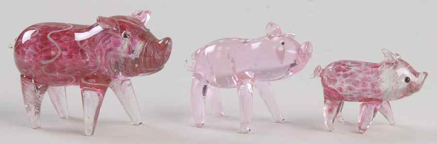 Lenox Art Glass Figurines Piggy Parade-Set Of 3 - No Box by Lenox-1