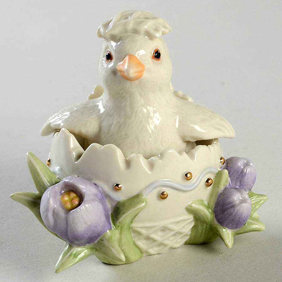 Easter Figurines Easter Chick Hatching With Crocus Flower - No Box by Lenox-1