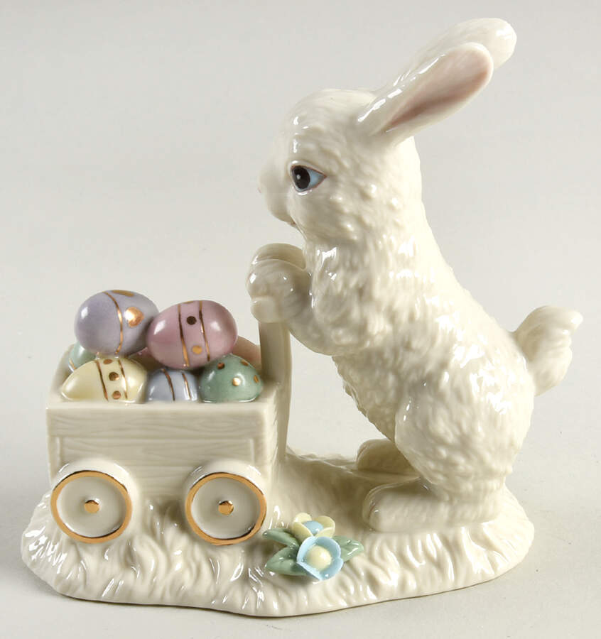 Easter Figurines Bunny With Wagon Of Eggs - No Box 42 by Lenox-1