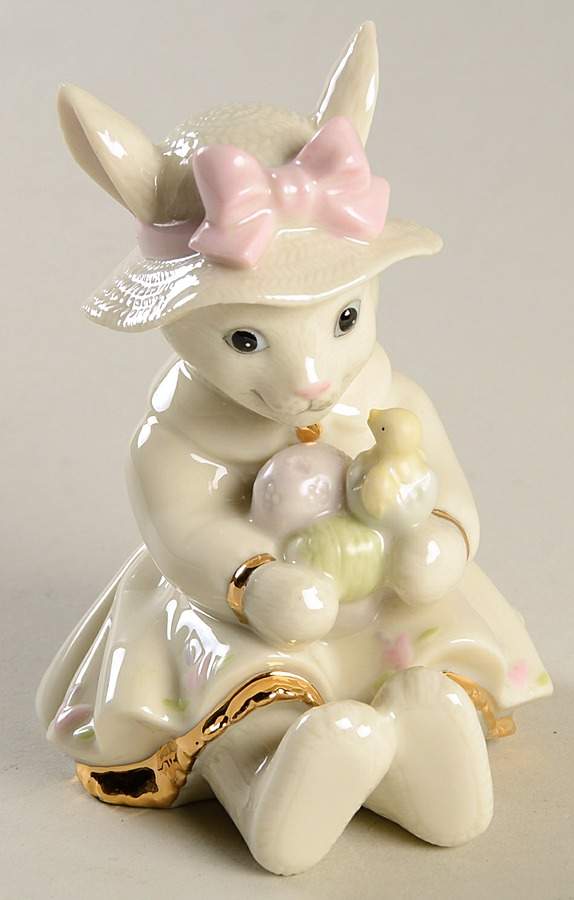 Easter Figurines Easter Darling-Girl Bunny With Chick - Boxed by Lenox-1
