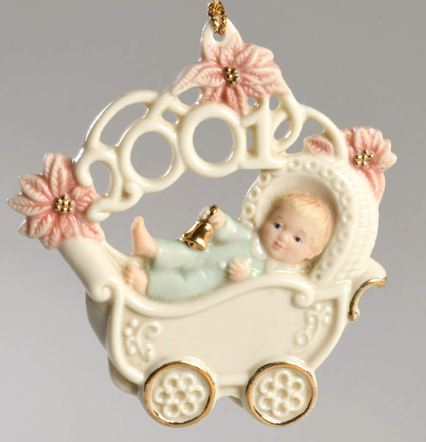 Baby's First Christmas-Filigree 2001 Baby In Carriage - No Box by Lenox-1
