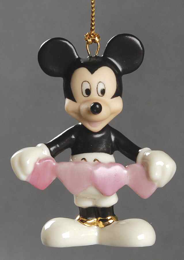 Romantic Moments Ornament Tree Mickey With Paper Hearts - No Box by Lenox-1