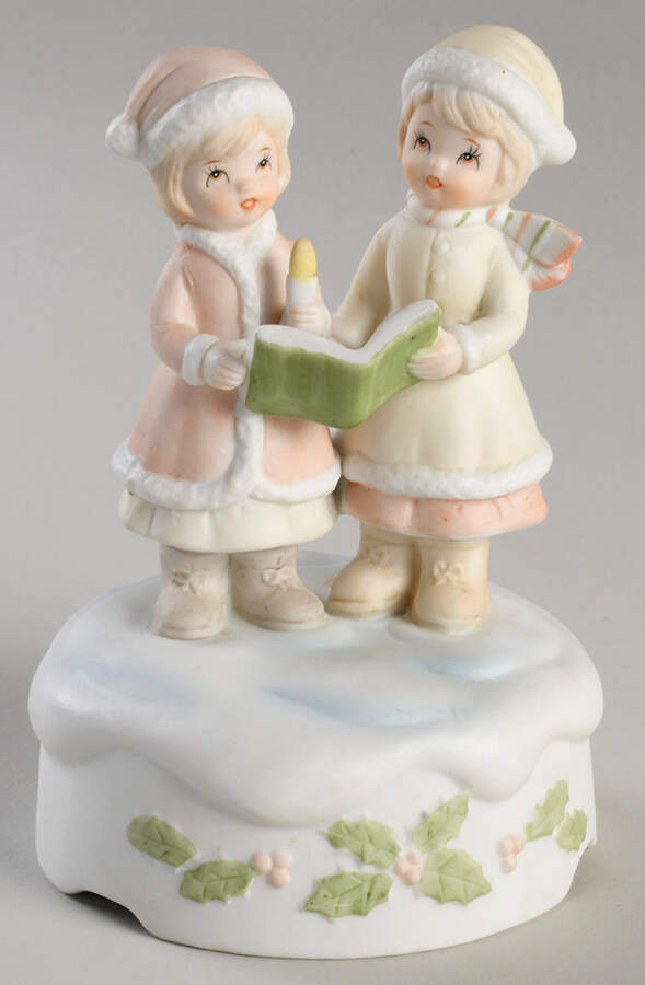 LEFton Music Boxes 2 Girl Carolers - Boxed by Lefton-1