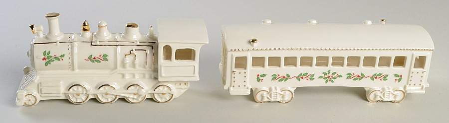 Christmas Village Train Engine & Passenger Car - No Box by Lenox-1