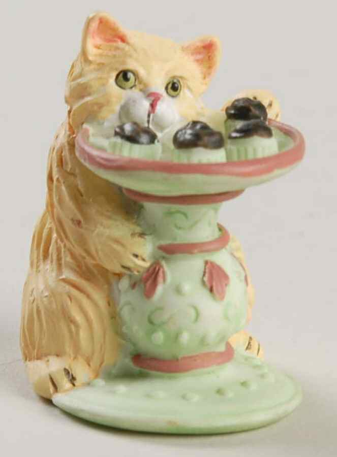 Victorian Parlor Kitten Thimbles Cream & White Playing W/ Candy Dish - Boxed by Lenox-1