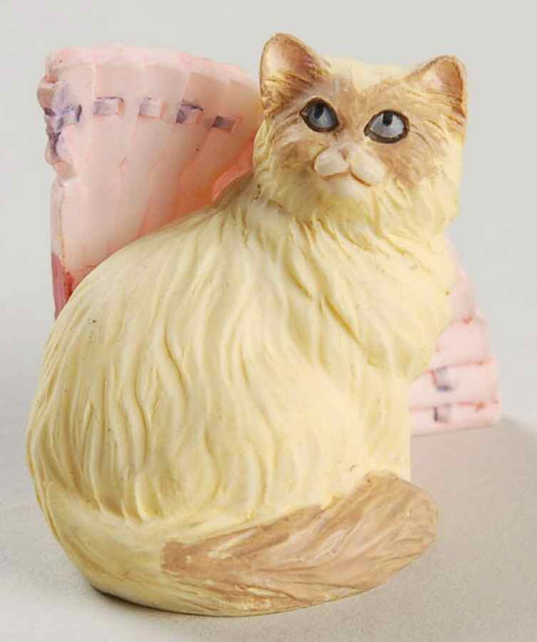 Victorian Parlor Kitten Thimbles Himalayan & A Fan - No Box by Lenox-1