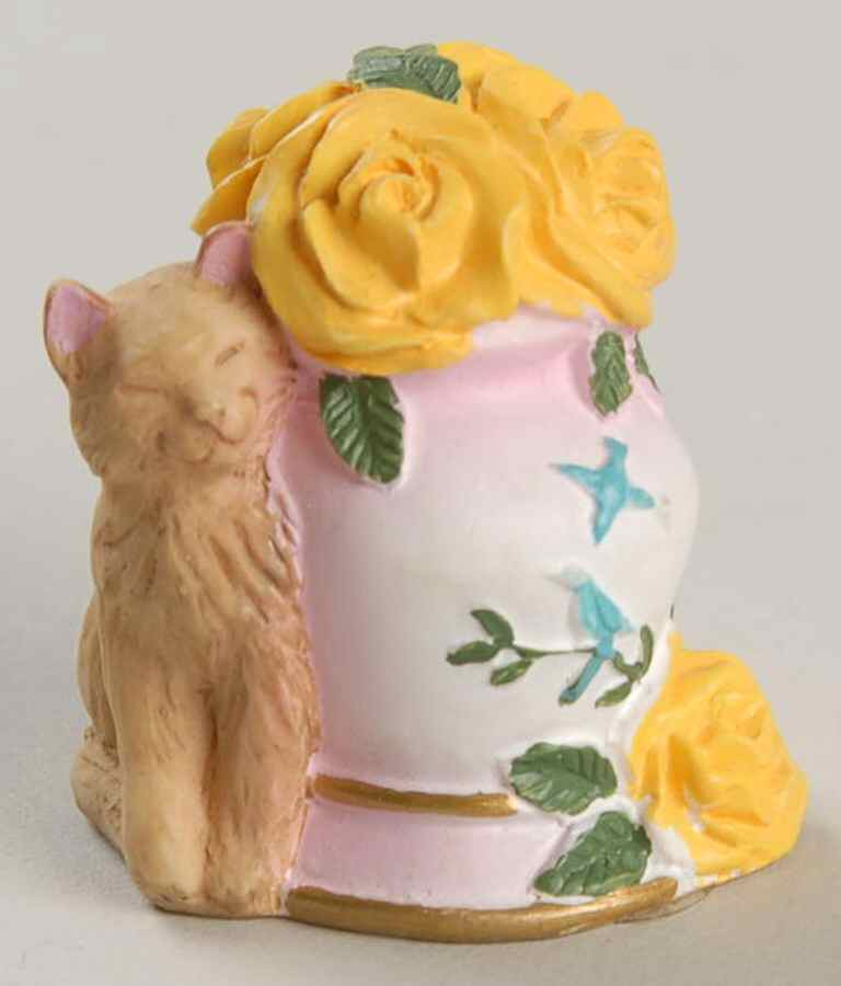 Victorian Parlor Kitten Thimbles Persian W/ Vase Of Flowers - Boxed by Lenox-1