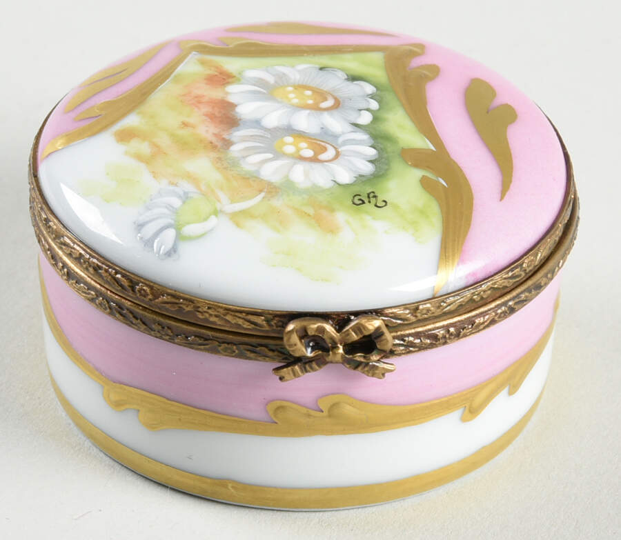 La Gloriette Limoges Box Pink With Daisies - No Box by La Gloriette-1