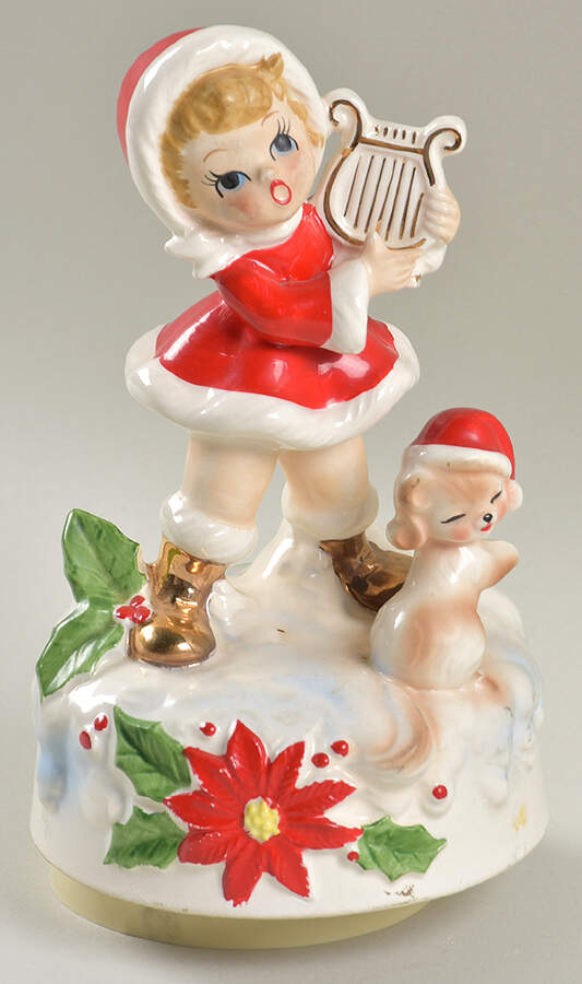 Christmas Musical Figurine Jingle Bells - Girl - No Box by Lefton-1