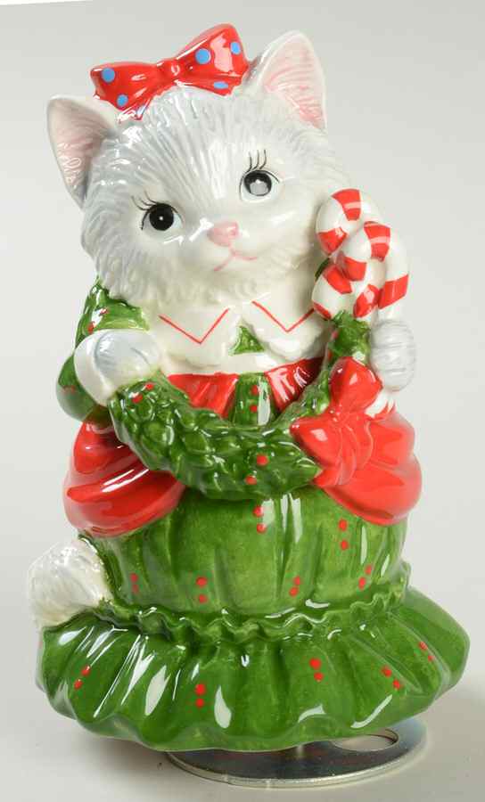 Christmas Musical Figurine Cat-We Wish You A Merry Christmas - No Box by Lefton-1