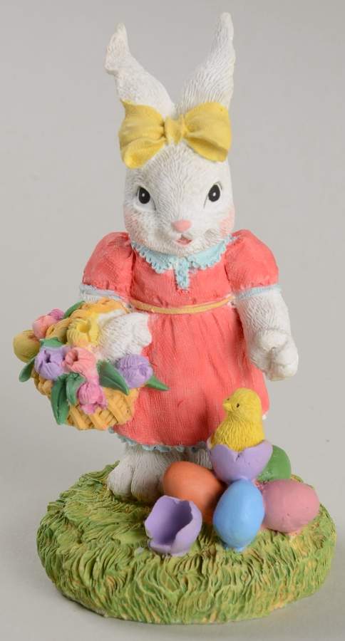Easter Girl Bunny With Bow & Flowers - With Box by Lefton-1