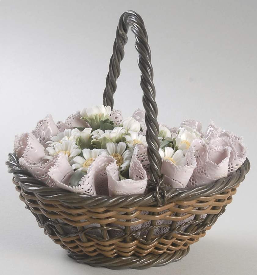 Lace Flowers & Hats Basket Of Margaritas - Boxed by Lladro-1
