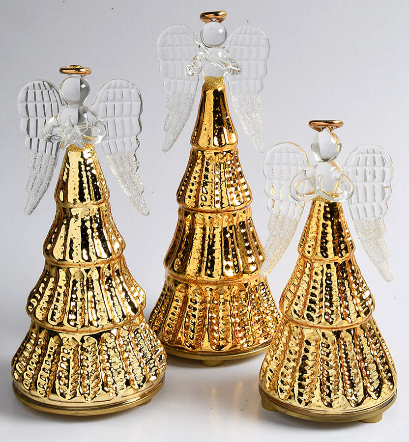 Christmas Lit Crystal Figurines Radiant Light Angels Set Of 3 - Boxed by Lenox-1