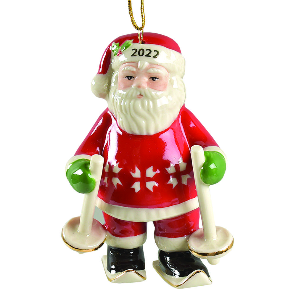 Annual Santa Ornament 2 Santa On Skis - Boxed by Lenox-1