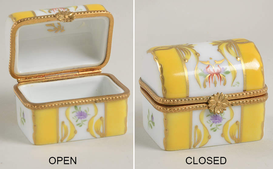 La Seynie Limoges Boxes Yellow Chest - Gold Flower Closure - No Box by La Seynie Limoges-1