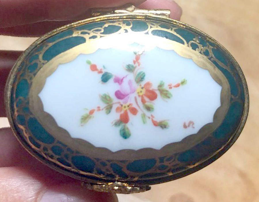 La Seynie Limoges Boxes Floral Spray/Green & Gold - No Box by La Seynie Limoges-1