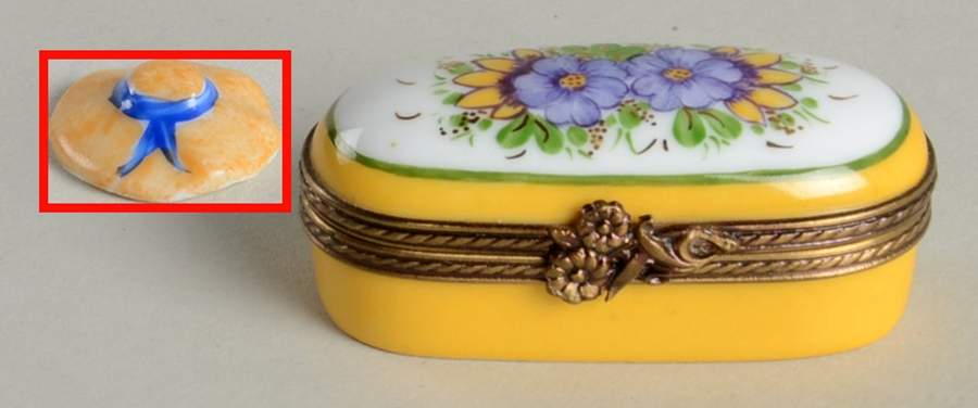 La Seynie Limoges Boxes Oblong Box With Sun Hat - No Box by La Seynie Limoges-1