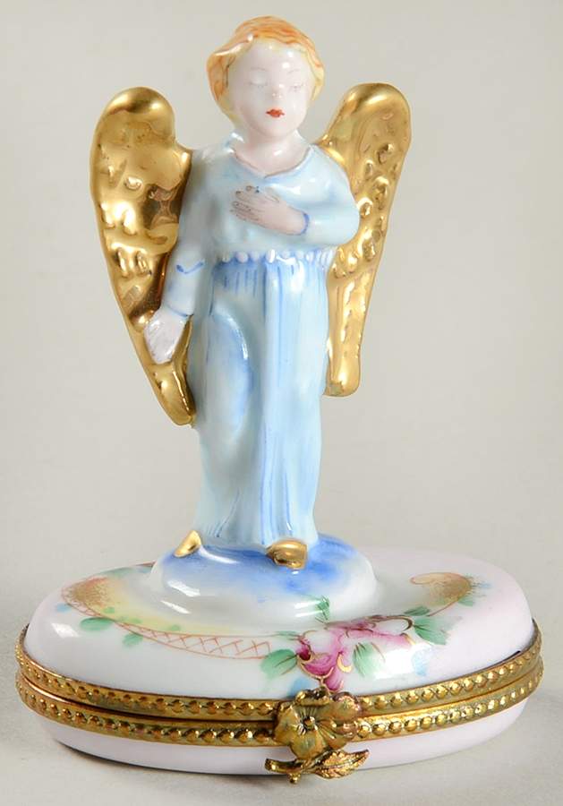 La Seynie Limoges Boxes Angel With Gold Wings - No Box by La Seynie Limoges-1