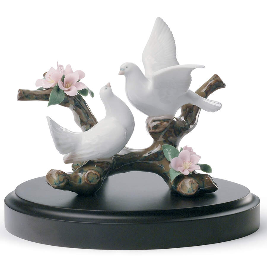 Birds Doves On A Cherry Tree - Boxed by Lladro-1