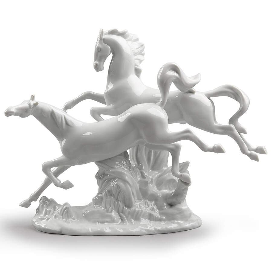 Animals-Domestic Horses Galloping-White - Boxed by Lladro-1